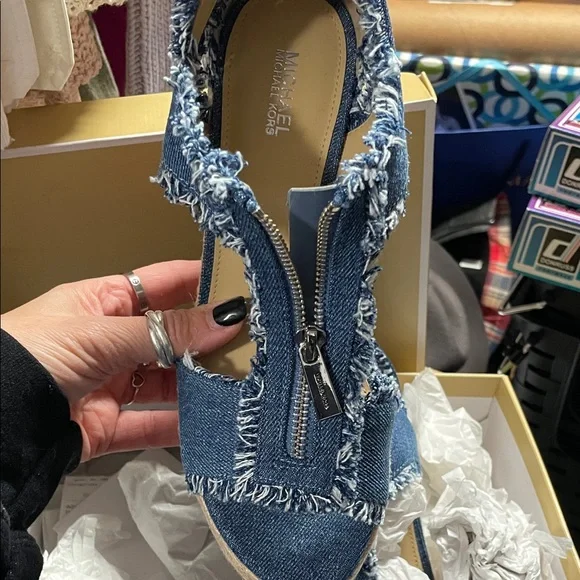 Michael Kors Denim Blue Espadrille Wedges - Picture 7 of 9